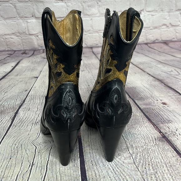 FRYE - "Regina" Overlay Leather High-Heeled Ankle Boots - Picture 3 of 7